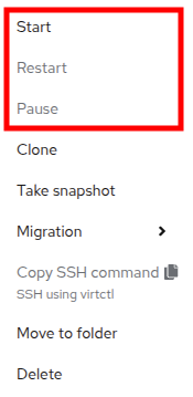 26 VM Actions List Stopped